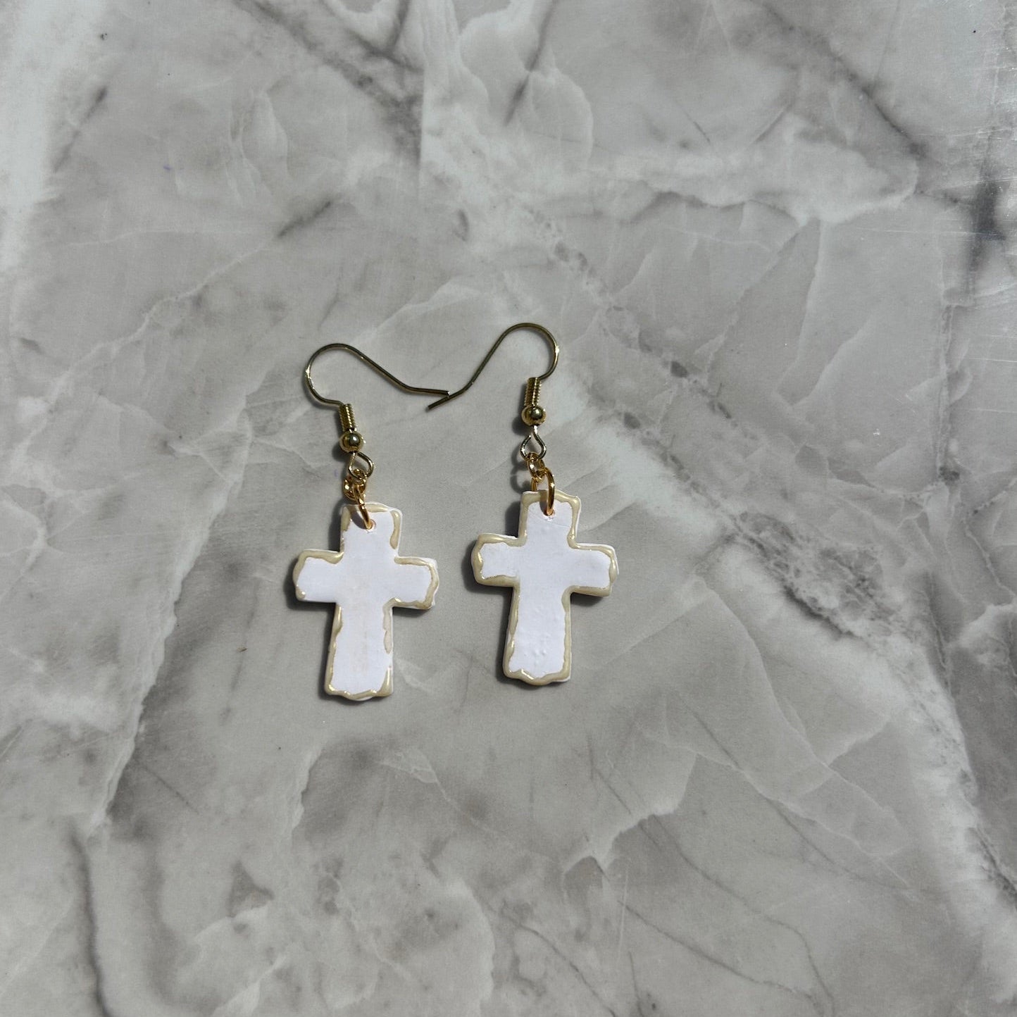 Handmade Polymer Clay Cross Earrings