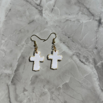 Handmade Polymer Clay Cross Earrings