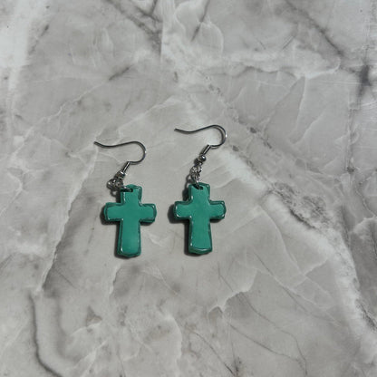 Handmade Polymer Clay Cross Earrings