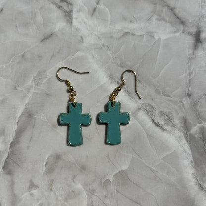 Handmade Polymer Clay Cross Earrings