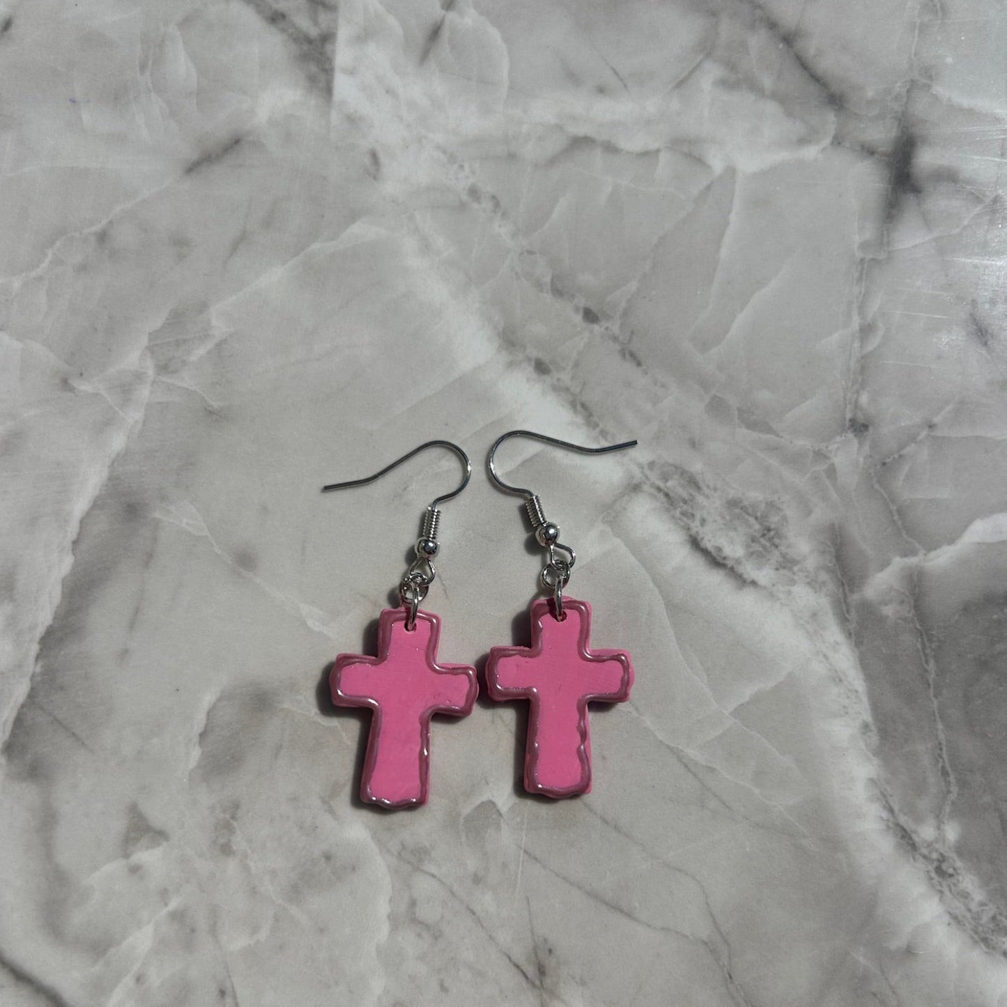 Handmade Polymer Clay Cross Earrings