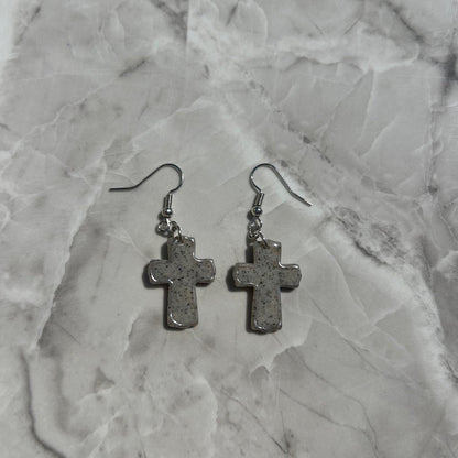 Handmade Polymer Clay Cross Earrings