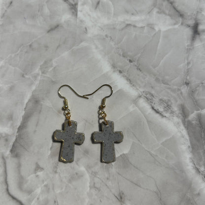 Handmade Polymer Clay Cross Earrings