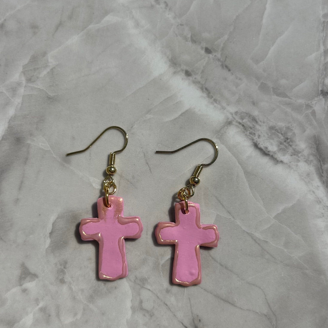 Handmade Polymer Clay Cross Earrings