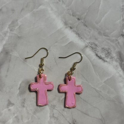 Handmade Polymer Clay Cross Earrings