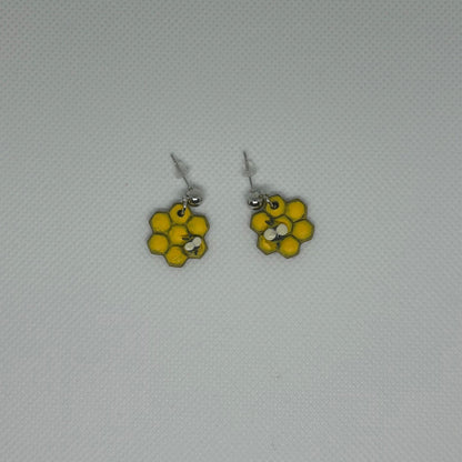 Honeycomb & Sculpted Bee Dangle Earrings