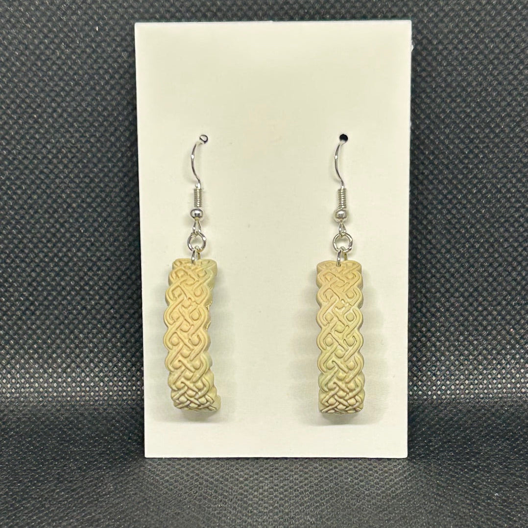 Ivory Textured Polymer Clay Hoop Earrings – Handmade Boho Statement Dangle Earrings, Lightweight Neutral Jewelry
