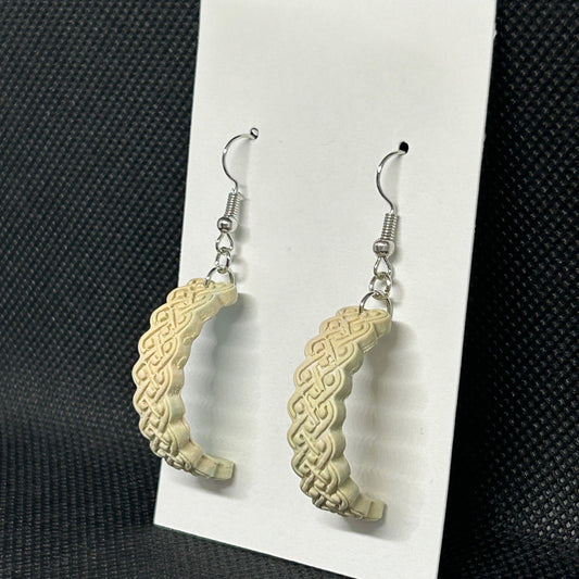 Ivory Textured Polymer Clay Hoop Earrings – Handmade Boho Statement Dangle Earrings, Lightweight Neutral Jewelry