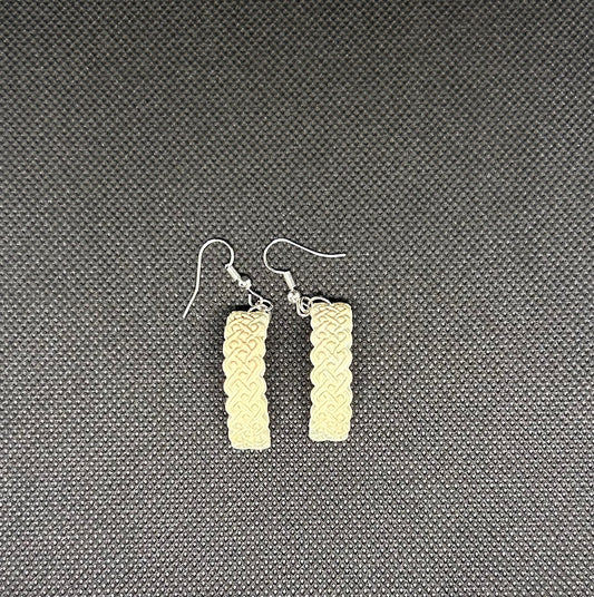 Ivory Textured Polymer Clay Hoop Earrings – Handmade Boho Statement Dangle Earrings, Lightweight Neutral Jewelry