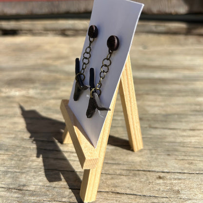 Steer Dangle Earrings | Wood-Look Polymer Clay Circle Post