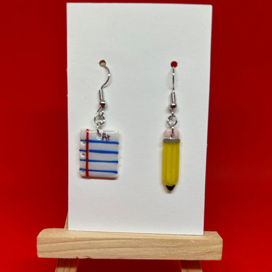 A+ Pair | Pencil & Graded Paper Mismatched Earrings