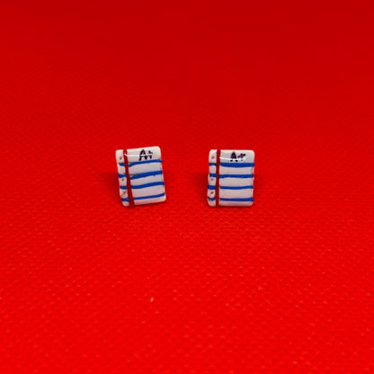A+ Notebook Paper Stud Earrings – Polymer Clay & Resin