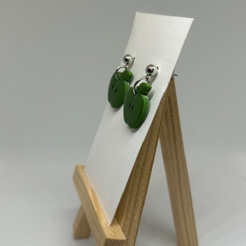 Green Apple with Seeds Polymer Clay Earrings – Resin Sealed