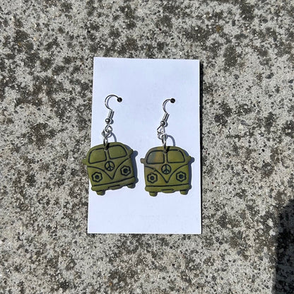 Groovy Van Polymer Clay Earrings