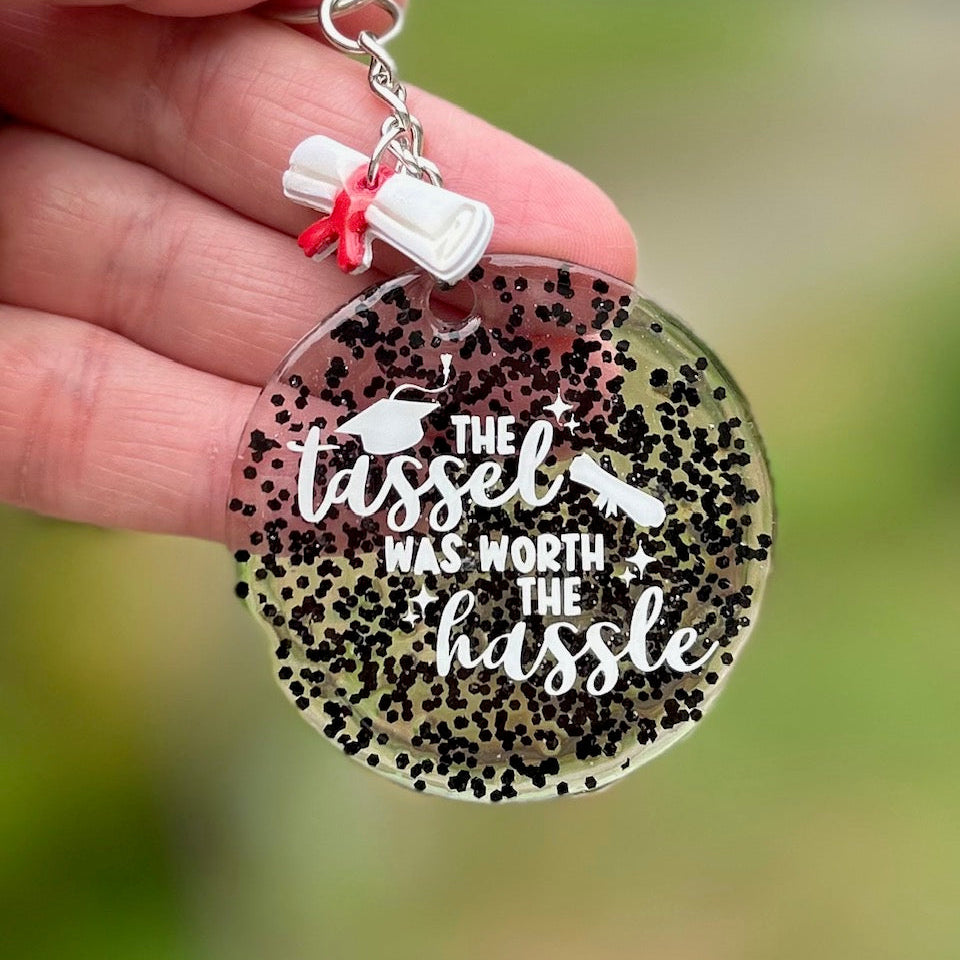Glitter Resin Graduation Keychain