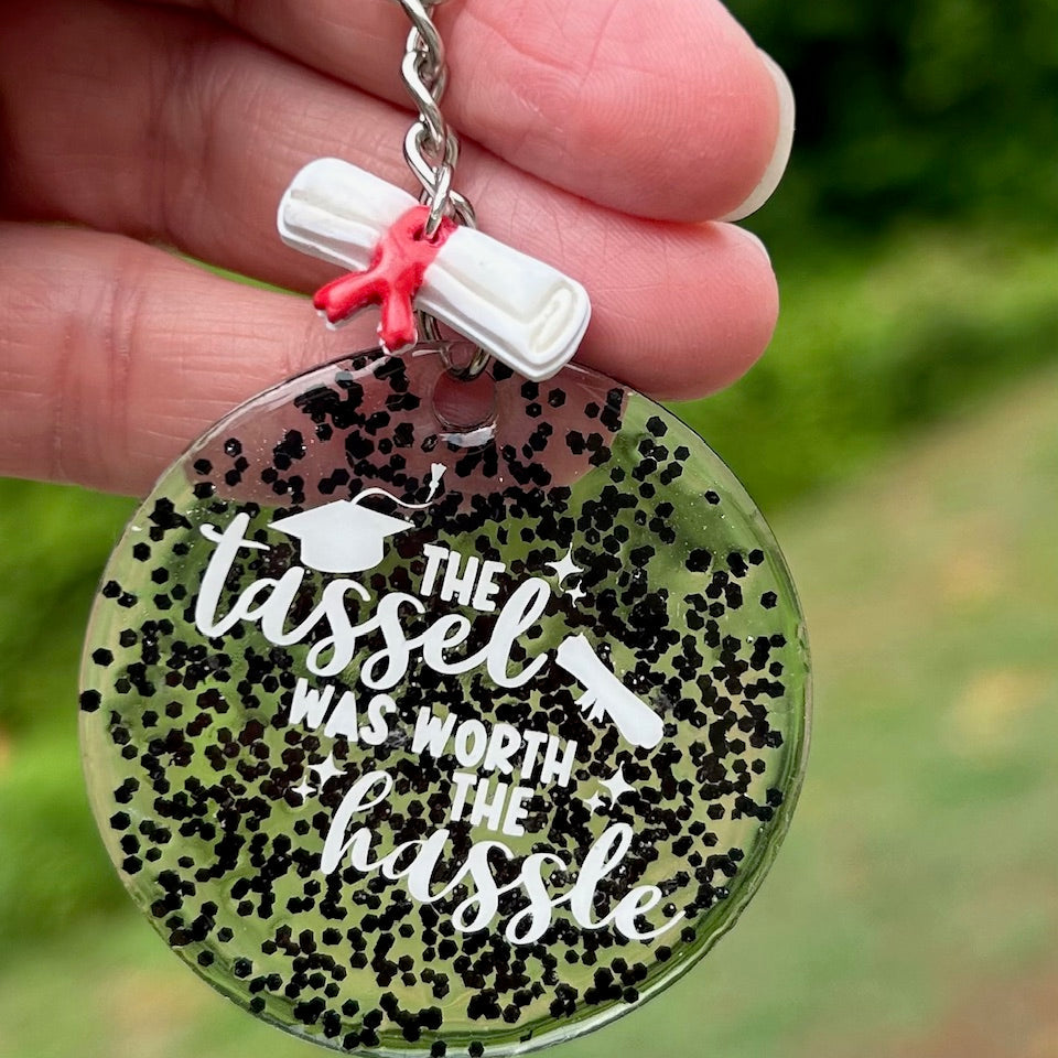 Glitter Resin Graduation Keychain