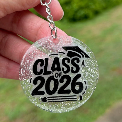 Glitter Resin Graduation Keychain