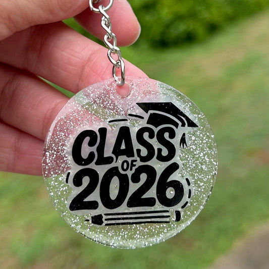 Glitter Resin Graduation Keychain