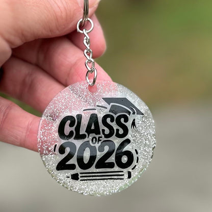 Glitter Resin Graduation Keychain
