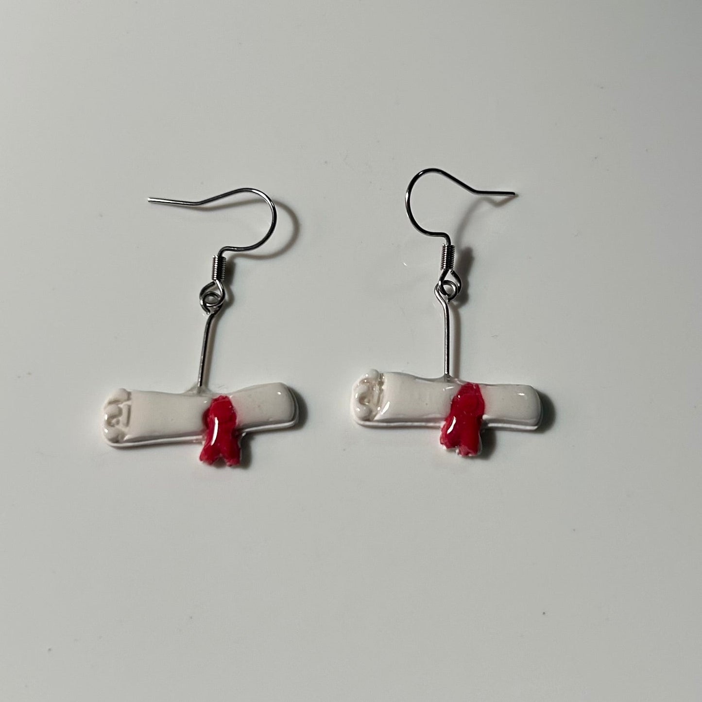 Handmade Diploma Earrings – Resin-Sealed Hook Earrings