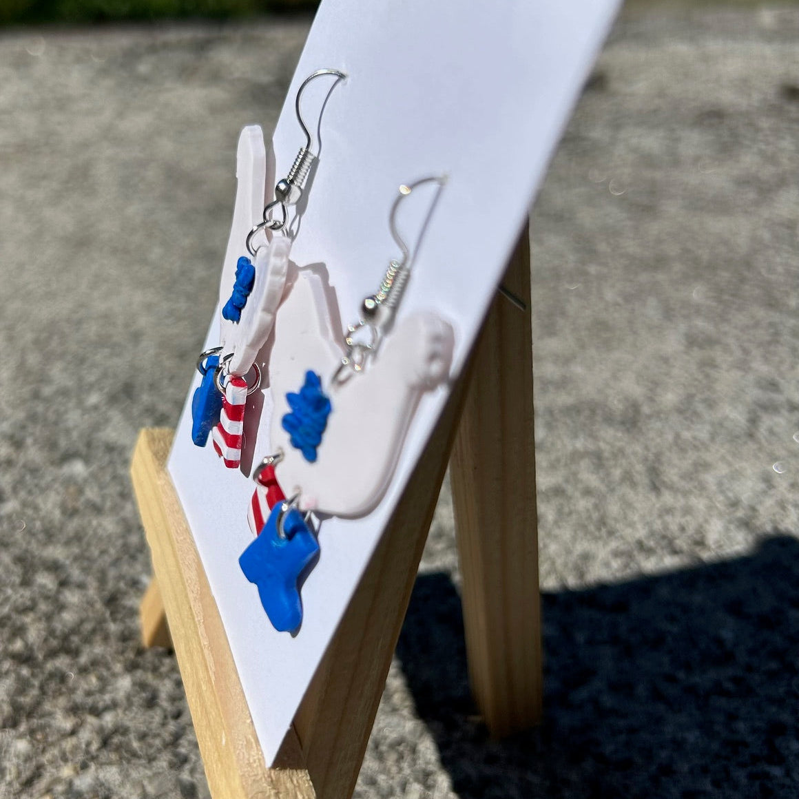 Fourth of July Chicken Earrings – Handmade Polymer Clay