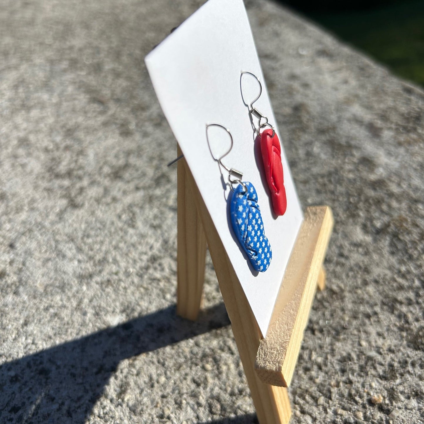 Patriotic Flip Flop Earrings – Handmade Polymer Clay