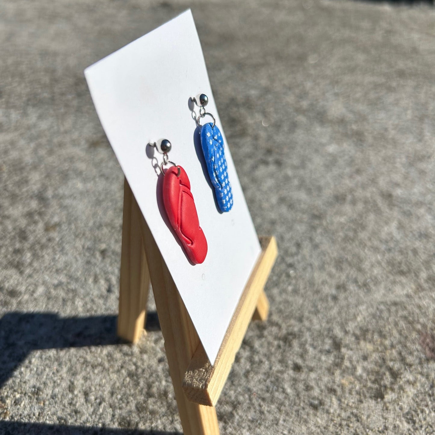 Patriotic Flip Flop Earrings – Handmade Polymer Clay