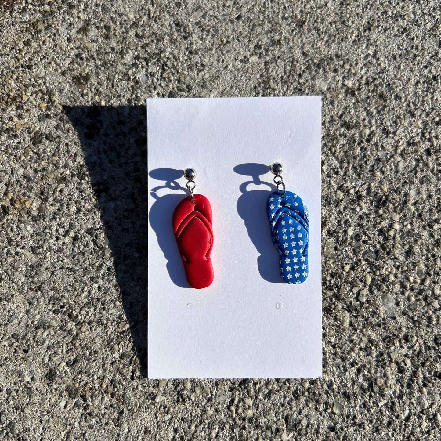 Patriotic Flip Flop Earrings – Handmade Polymer Clay