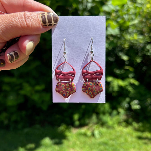 Retro Swimsuit Dangle Earrings
