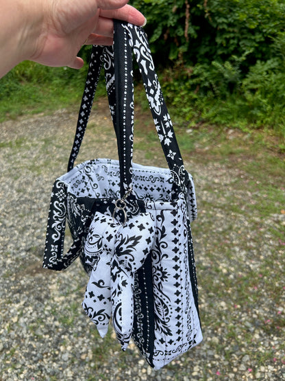 Handmade Black & White Bandana Tote Bag