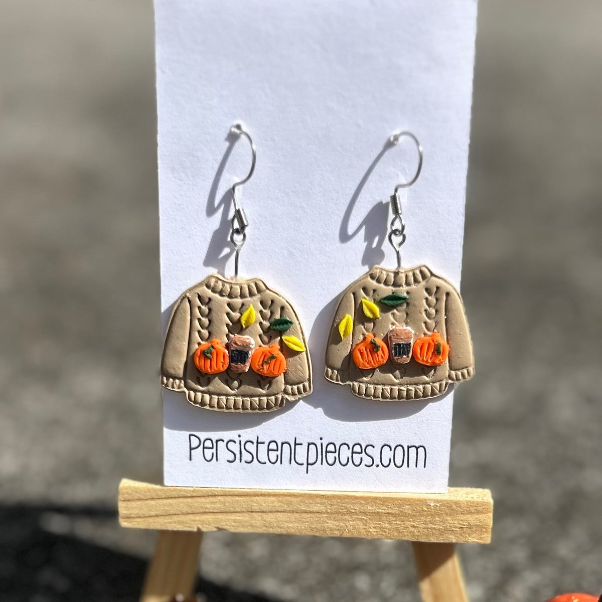 Pumpkin Spice Sweater Dangle Earrings