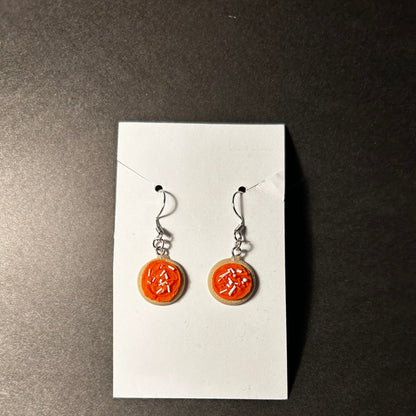 Halloween Sprinkle Cookie Earrings – Orange and White