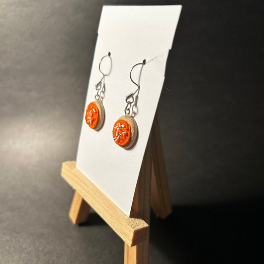 Halloween Sprinkle Cookie Earrings – Orange and White
