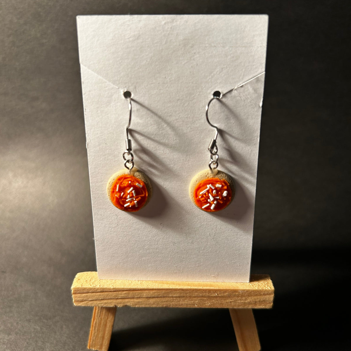 Halloween Sprinkle Cookie Earrings – Orange and White